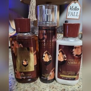 NWT Bath and Body Works "Chocolate Amber" Body Bundle